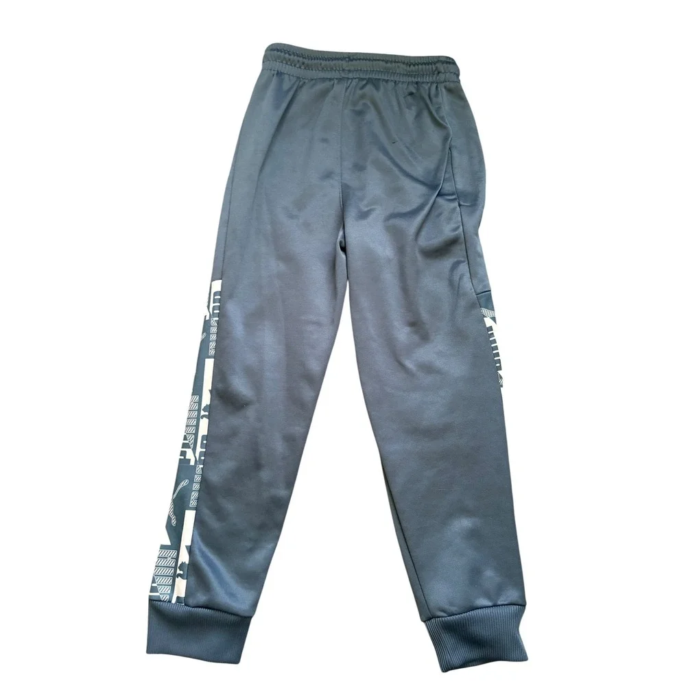 Puma Boys Jogger Sweatpants Youth S 8 Blue Slate Athletic Track Pants Logo As is